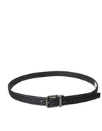 Dolce & Gabbana Black Jacquard Stripes Silver Metal Buckle Belt - Maison Luxe