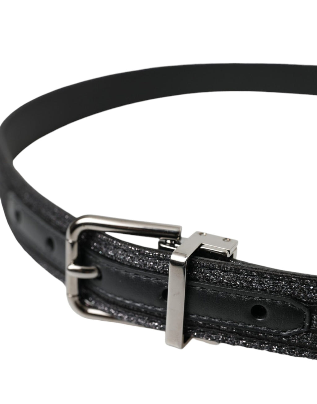 Dolce & Gabbana Black Jacquard Stripes Silver Metal Buckle Belt - Maison Luxe