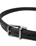 Dolce & Gabbana Black Jacquard Stripes Silver Metal Buckle Belt - Maison Luxe