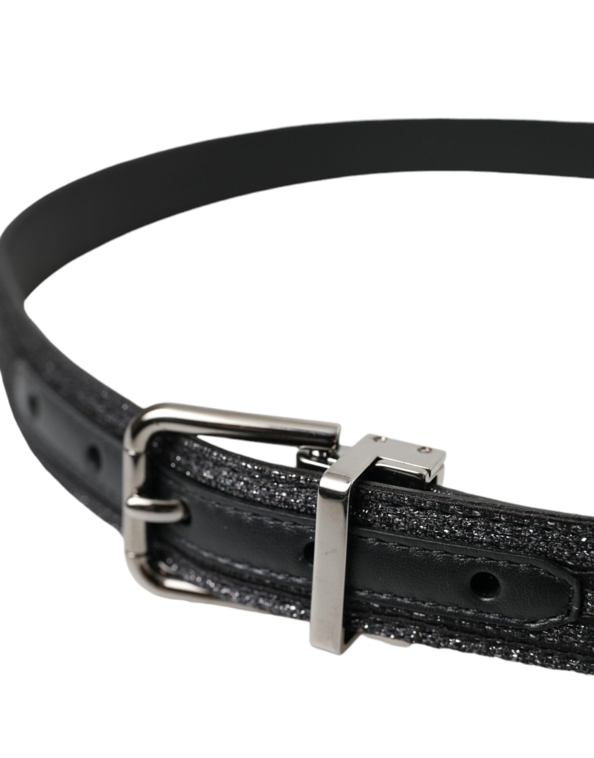 Dolce & Gabbana Black Jacquard Stripes Silver Metal Buckle Belt - Maison Luxe