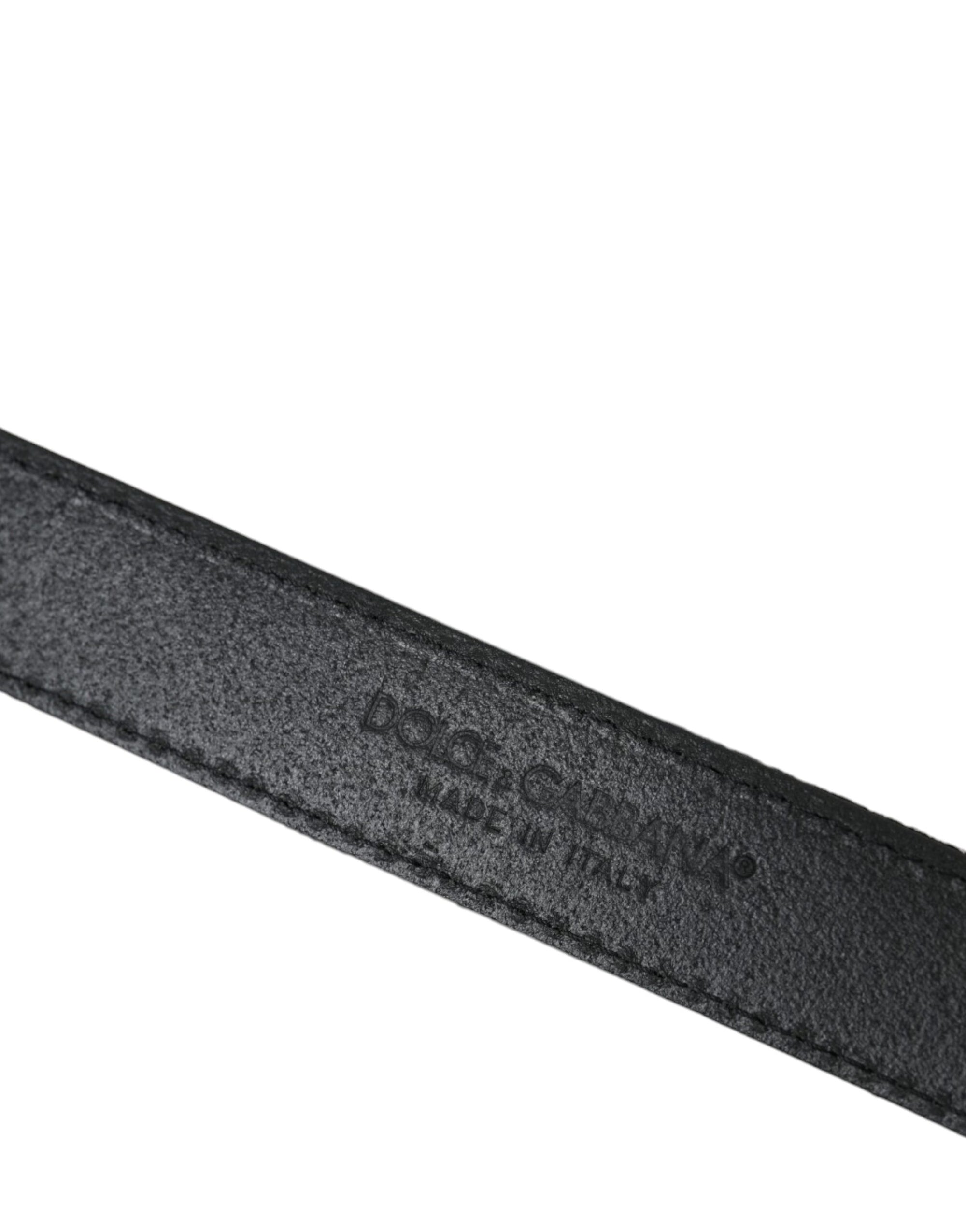 Dolce & Gabbana Black Jacquard Stripes Silver Metal Buckle Belt - Maison Luxe