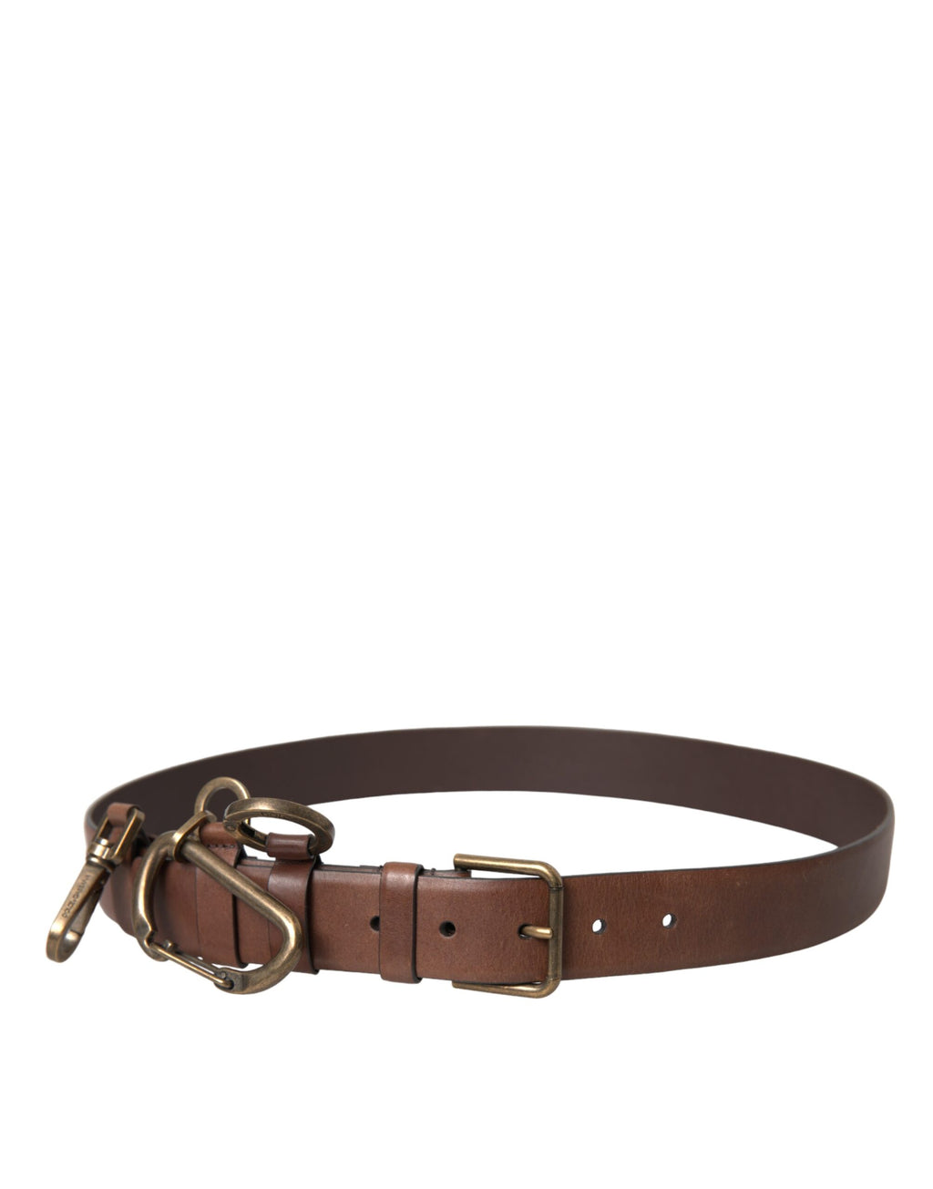 Dolce & Gabbana Brown Calf Leather Gold Metal Buckle Belt Men - Maison Luxe