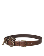 Dolce & Gabbana Brown Calf Leather Gold Metal Buckle Belt Men - Maison Luxe