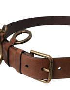 Dolce & Gabbana Brown Calf Leather Gold Metal Buckle Belt Men - Maison Luxe