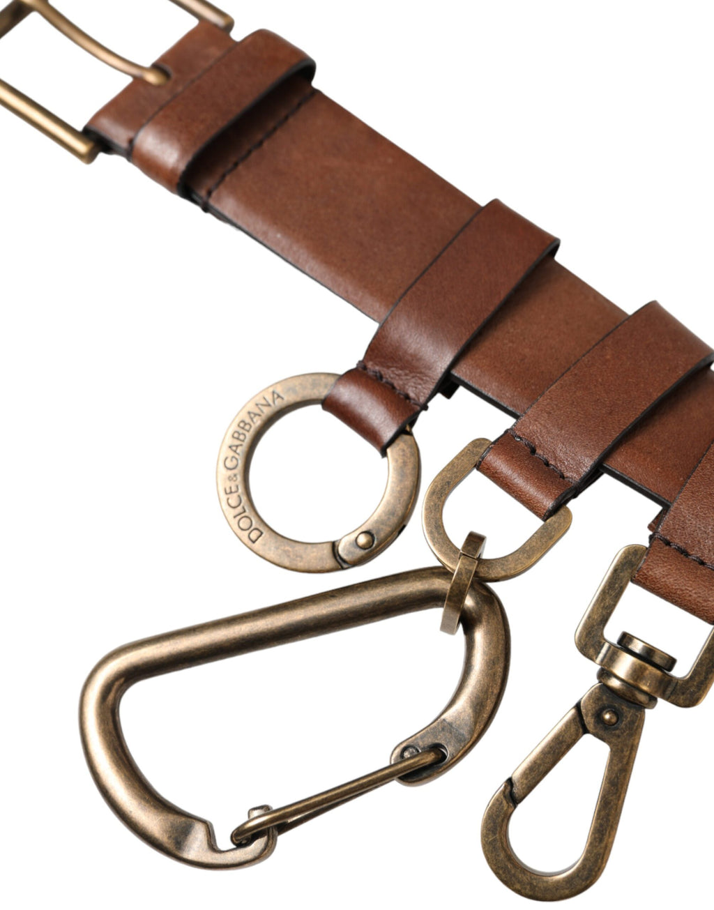 Dolce & Gabbana Brown Calf Leather Gold Metal Buckle Belt Men - Maison Luxe