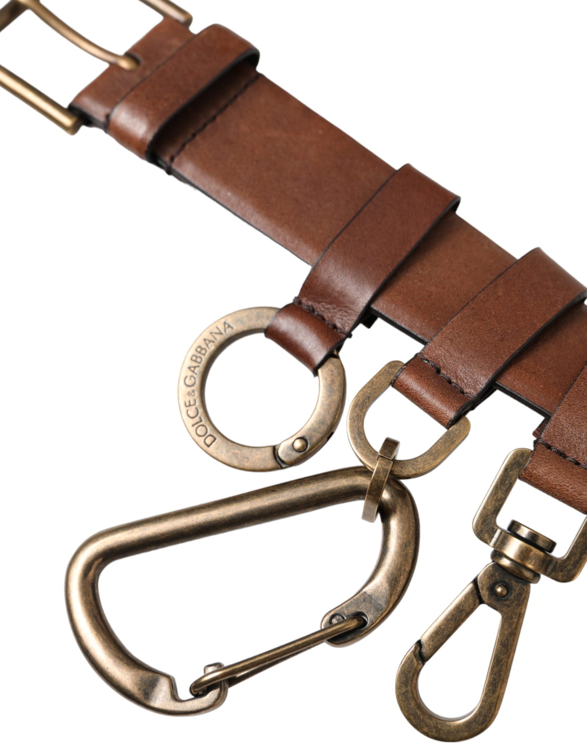 Dolce & Gabbana Brown Calf Leather Gold Metal Buckle Belt Men - Maison Luxe