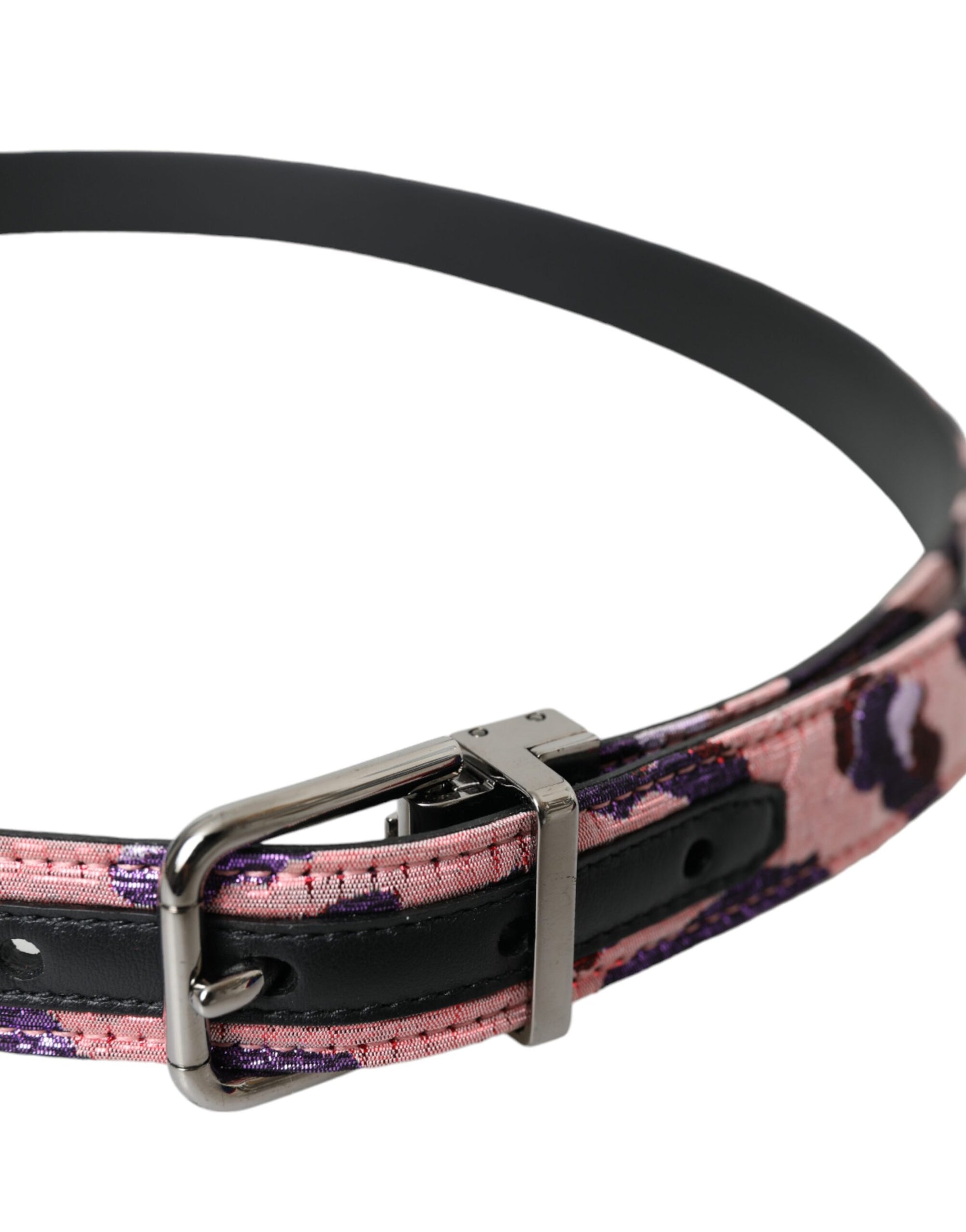 Dolce & Gabbana Multicolor Jacquard Leather Metal Buckle Belt - Maison Luxe