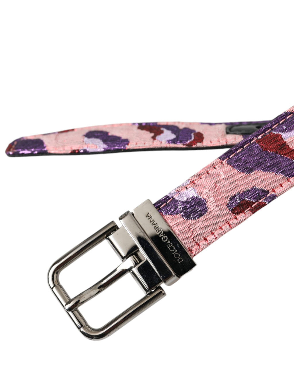 Dolce & Gabbana Multicolor Jacquard Leather Metal Buckle Belt - Maison Luxe