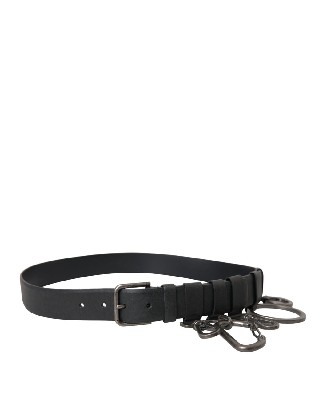 Dolce & Gabbana Black Calf Leather Silver Metal Buckle Belt - Maison Luxe