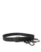 Dolce & Gabbana Black Calf Leather Silver Metal Buckle Belt - Maison Luxe