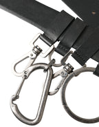 Dolce & Gabbana Black Calf Leather Silver Metal Buckle Belt - Maison Luxe