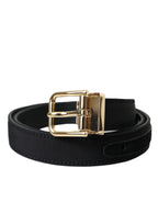 Dolce & Gabbana Black Gros Grain Gold Metal Buckle Belt Men - Maison Luxe