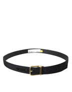 Dolce & Gabbana Black Gros Grain Gold Metal Buckle Belt Men - Maison Luxe