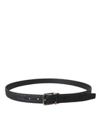 Dolce & Gabbana Black Glittered Leather Silver Buckle Belt - Maison Luxe