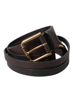 Dolce & Gabbana Dark Brown Leather Gold Metal Buckle Women Belt - Maison Luxe