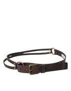 Dolce & Gabbana Dark Brown Leather Gold Metal Buckle Women Belt - Maison Luxe