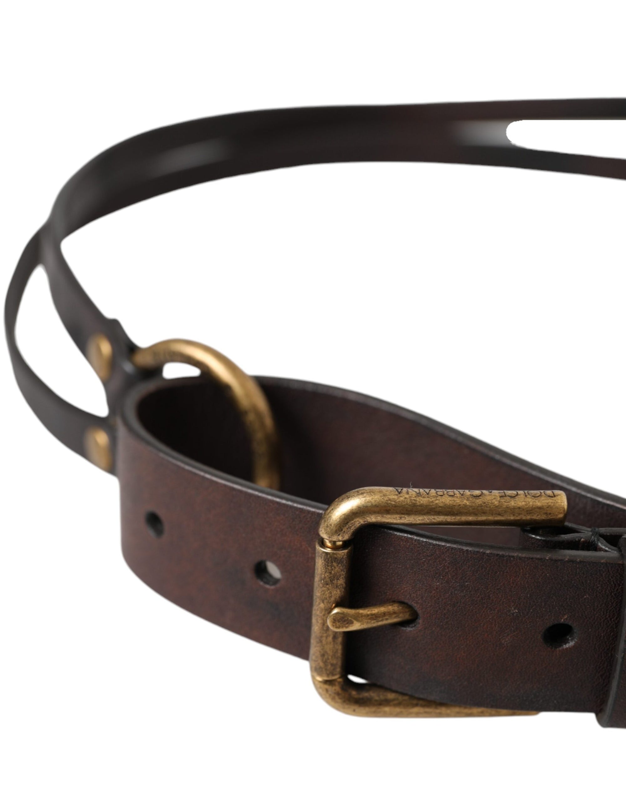 Dolce & Gabbana Dark Brown Leather Gold Metal Buckle Women Belt - Maison Luxe