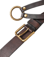 Dolce & Gabbana Dark Brown Leather Gold Metal Buckle Women Belt - Maison Luxe