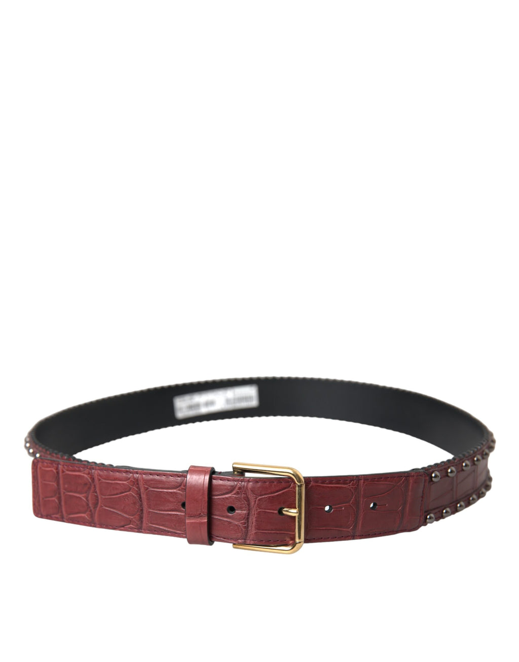 Dolce & Gabbana Brown Alligator Leather Studded Metal Buckle Belt - Maison Luxe