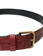 Dolce & Gabbana Brown Alligator Leather Studded Metal Buckle Belt - Maison Luxe