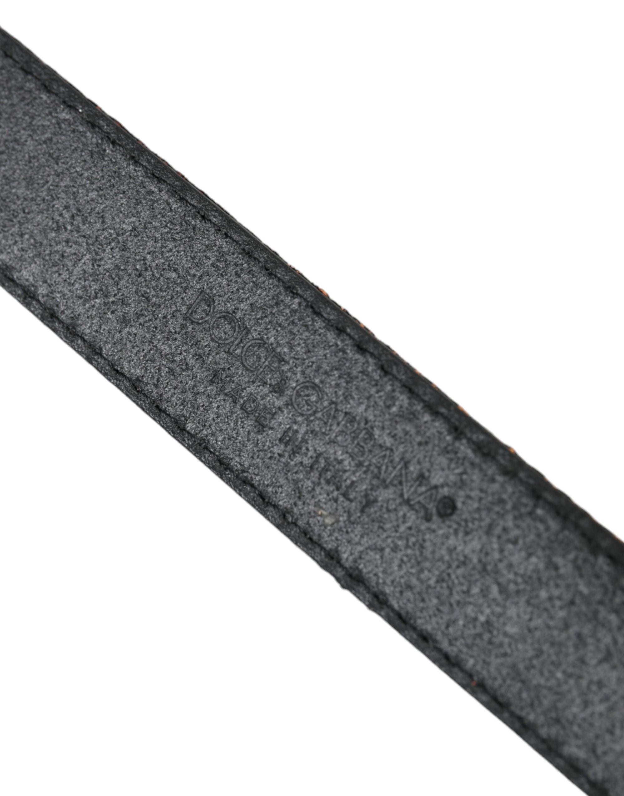 Dolce & Gabbana Gold Jacquard Stripes Silver Metal Buckle Belt - Maison Luxe