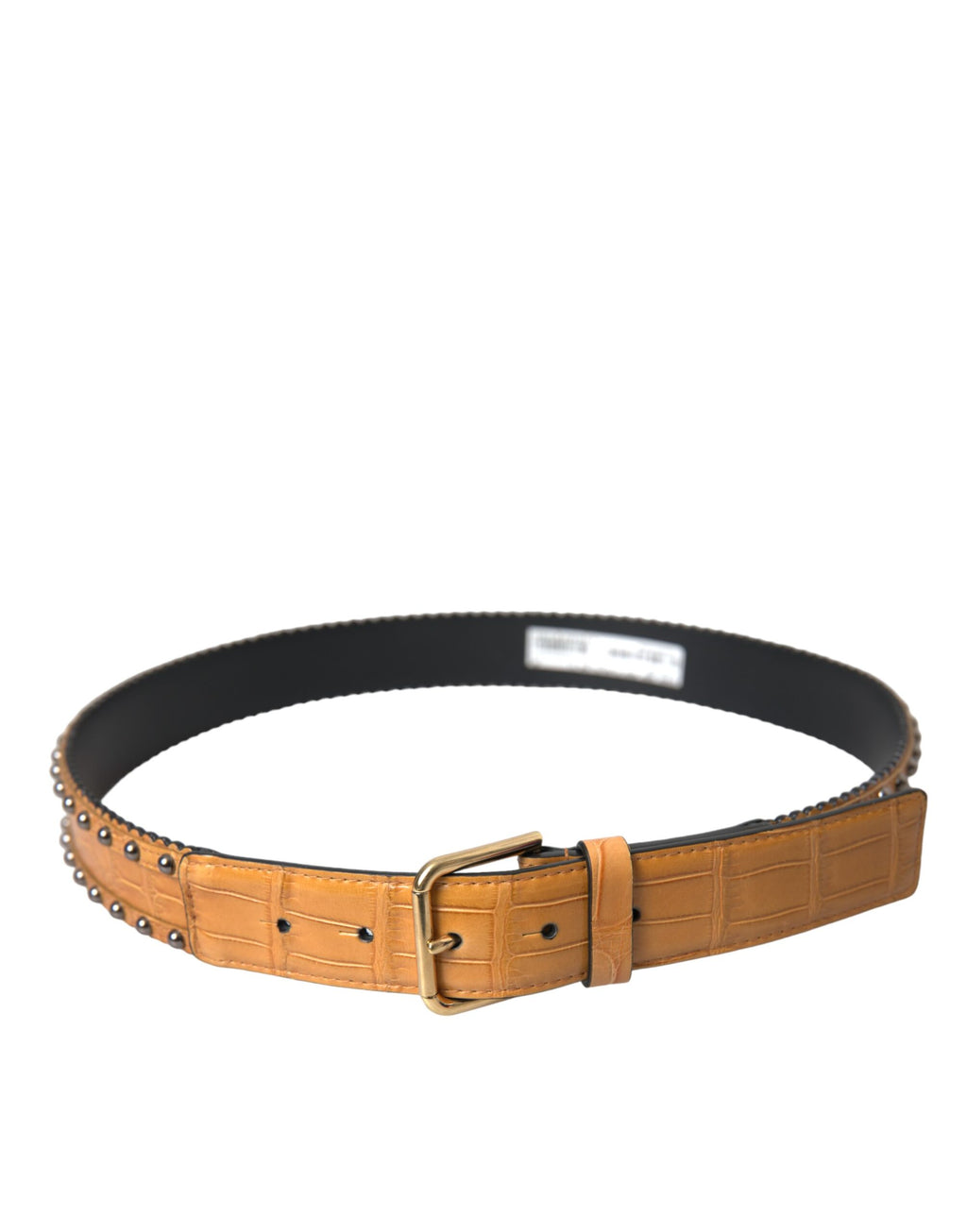 Dolce & Gabbana Beige Alligator Leather Studded Metal Buckle Belt - Maison Luxe