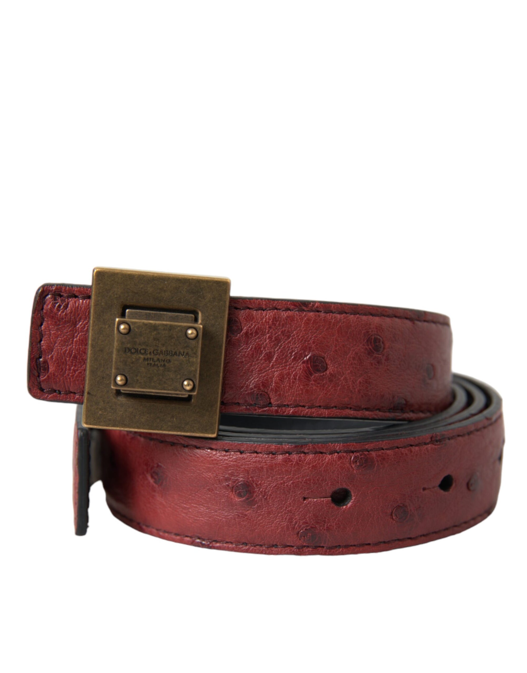 Dolce & Gabbana Brown Leather Square Metal Buckle Belt - Maison Luxe