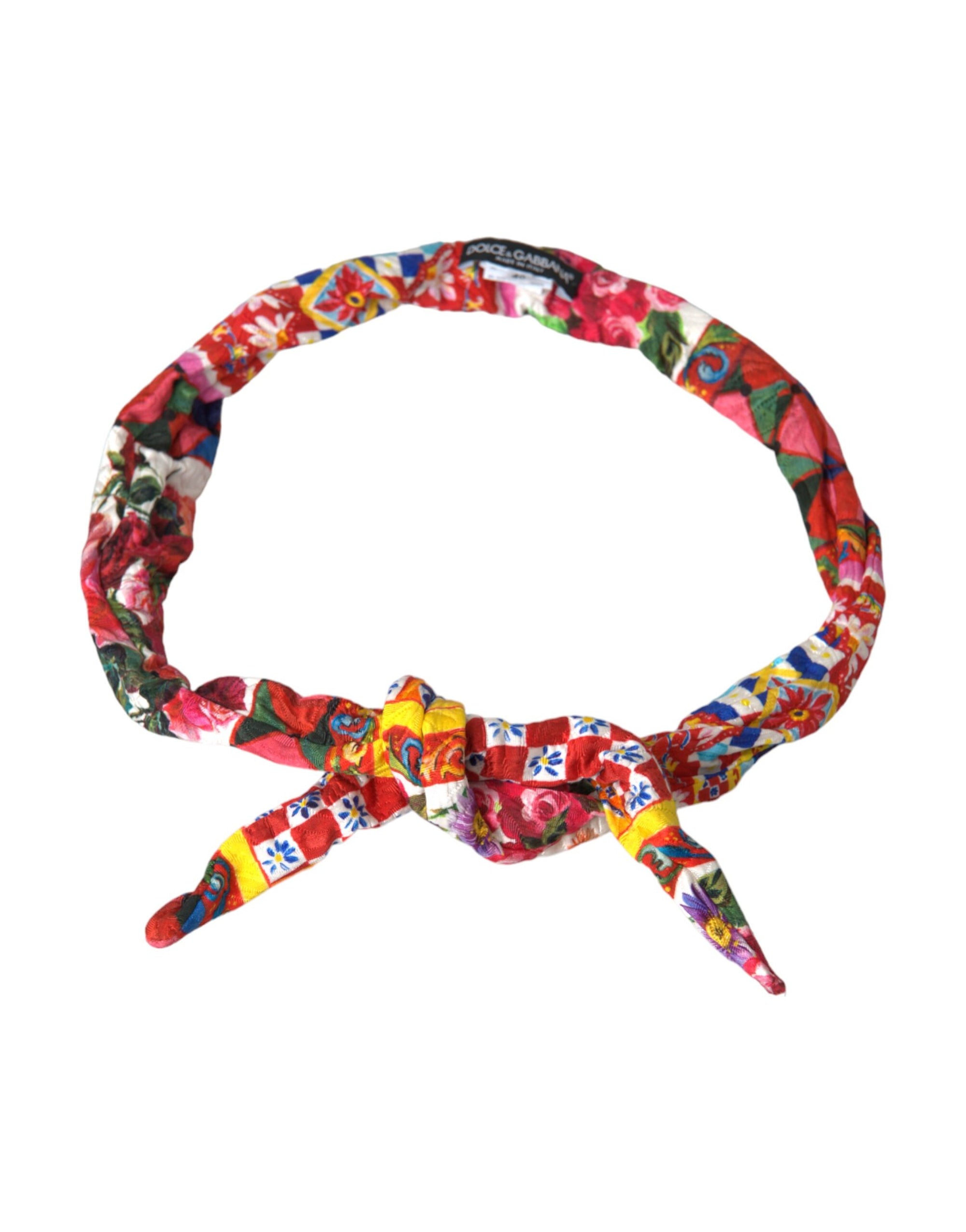 Dolce & Gabbana Multicolor Carretto Print Waist Belt - Maison Luxe