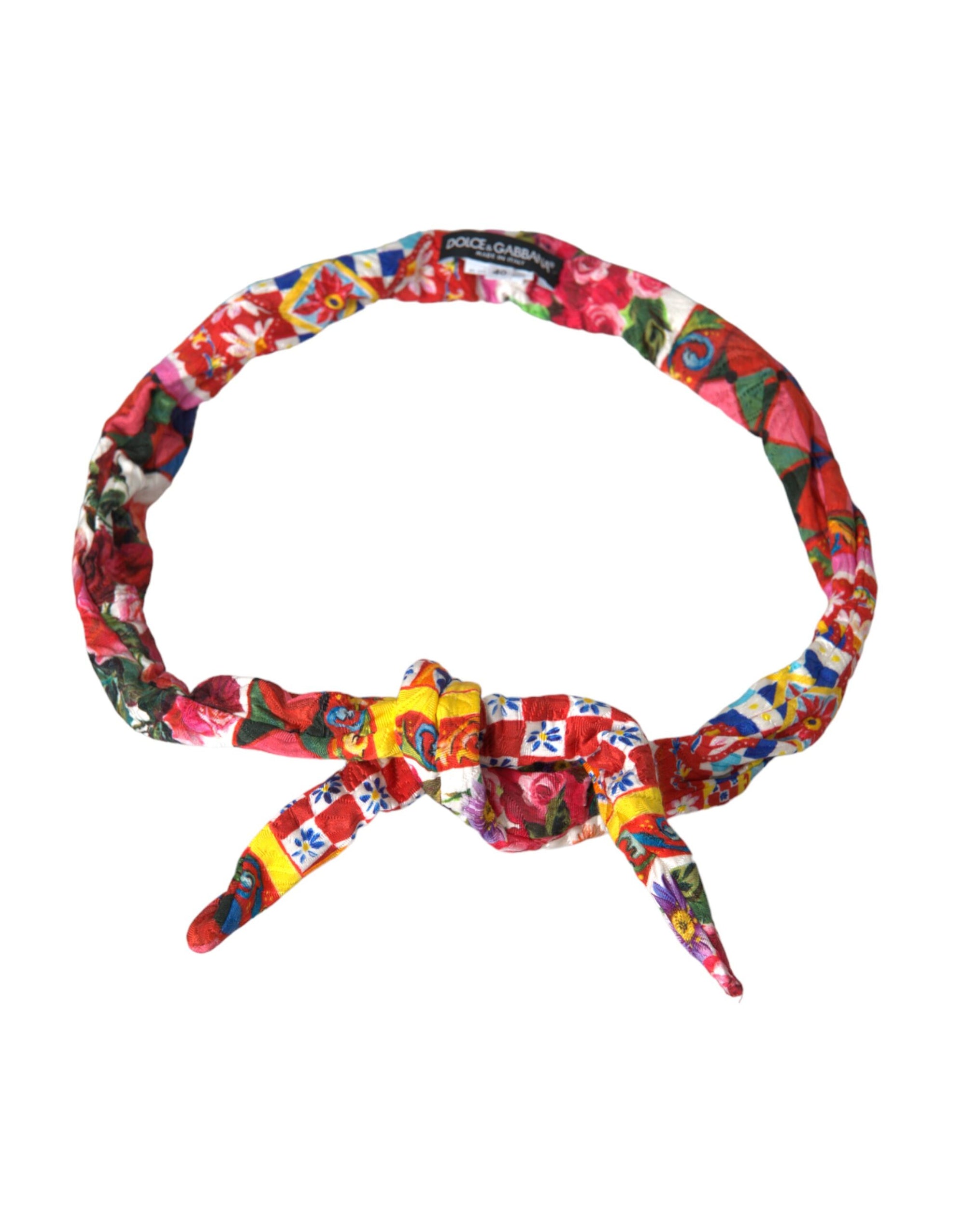 Dolce & Gabbana Multicolor Carretto Print Waist Belt - Maison Luxe