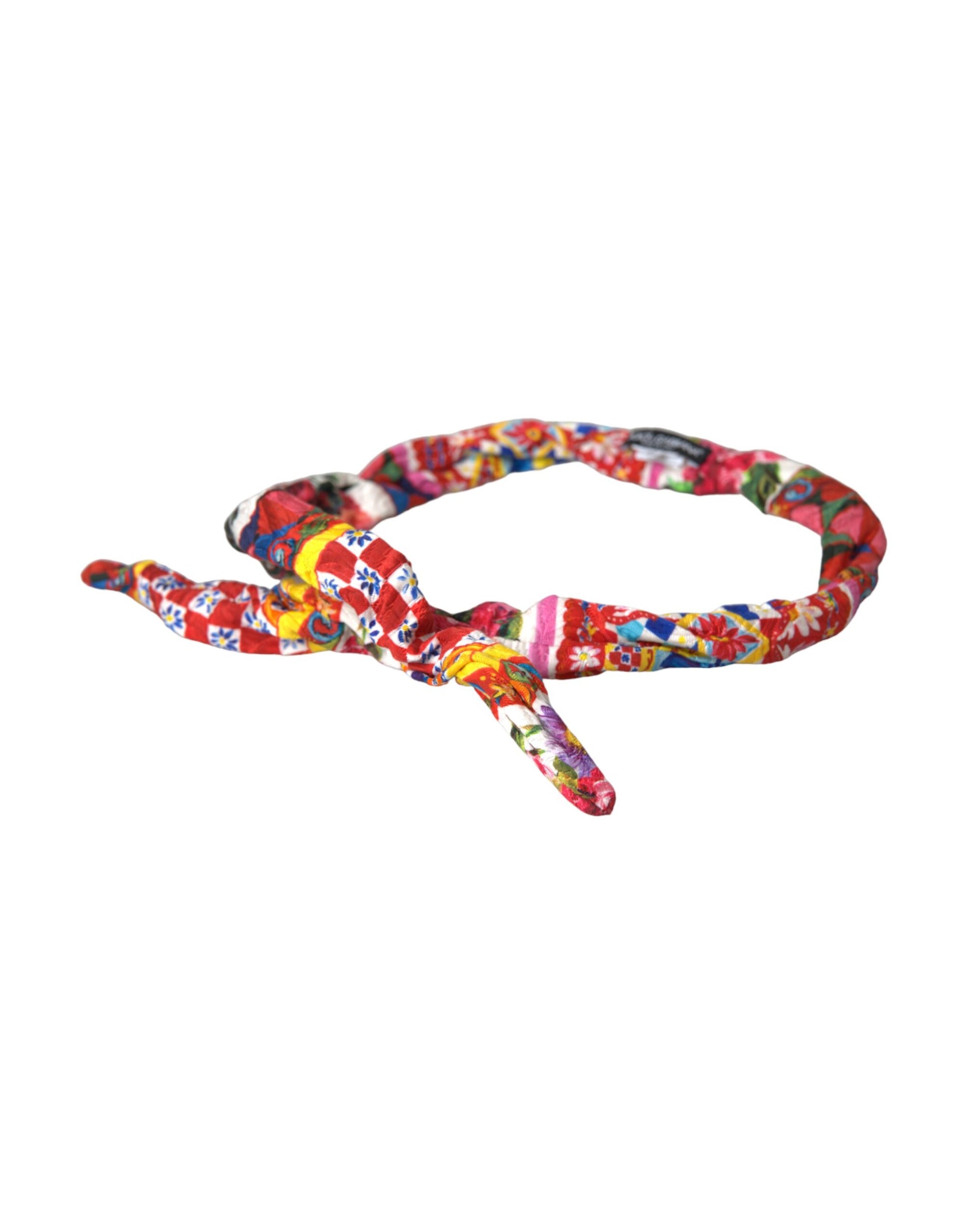 Dolce & Gabbana Multicolor Carretto Print Waist Belt - Maison Luxe