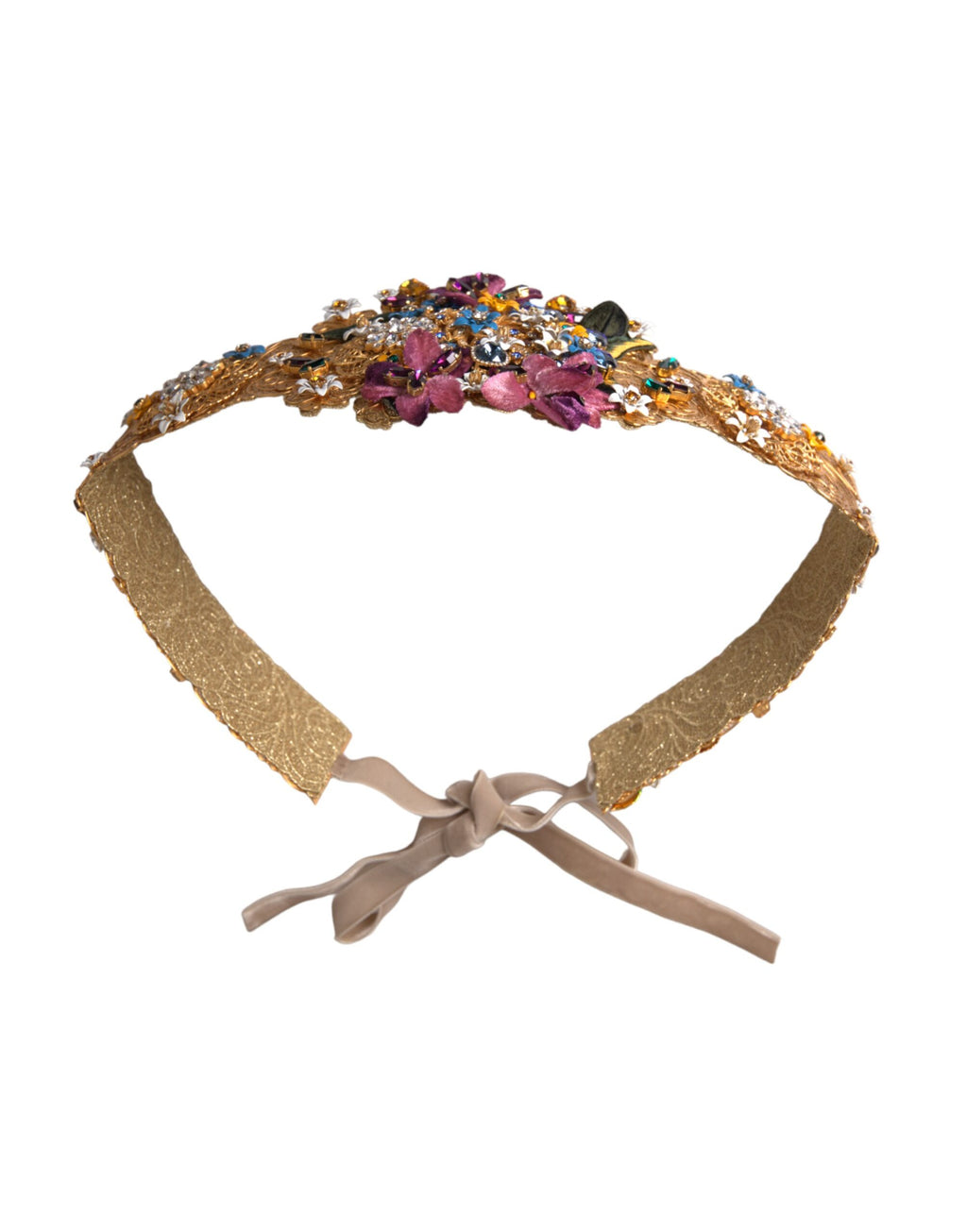 Dolce & Gabbana Multicolor Embellished Floral Crystal Wide Waist Belt - Maison Luxe