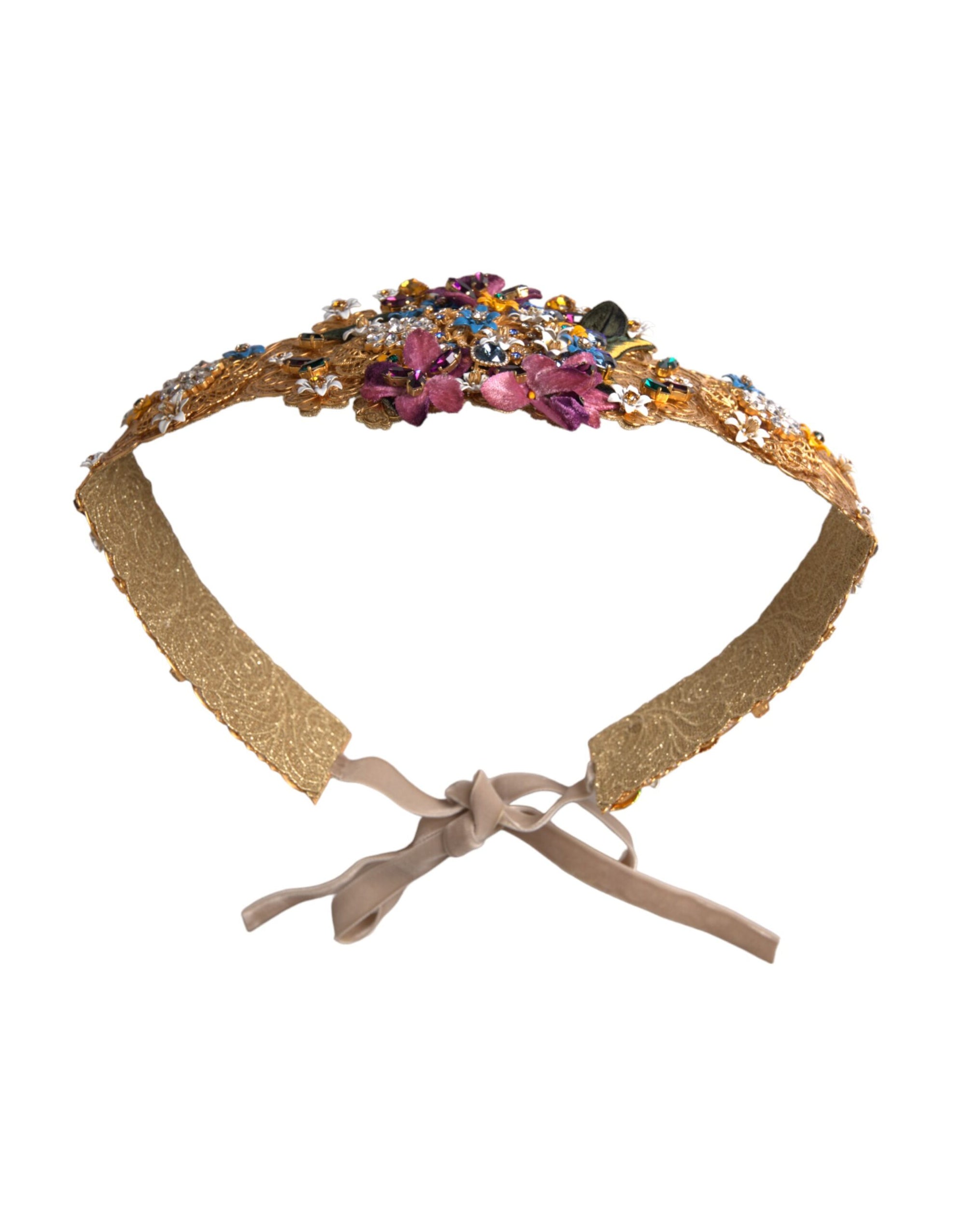 Dolce & Gabbana Multicolor Embellished Floral Crystal Wide Waist Belt - Maison Luxe