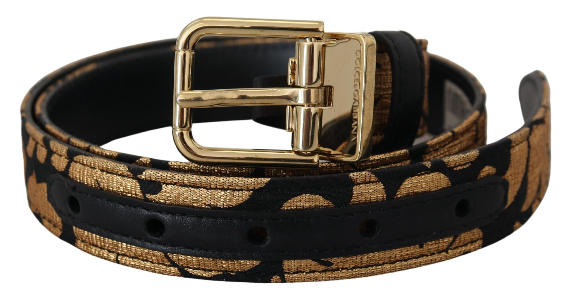 Dolce & Gabbana Multicolor Jacquard Leather Logo Buckle Belt - Maison Luxe