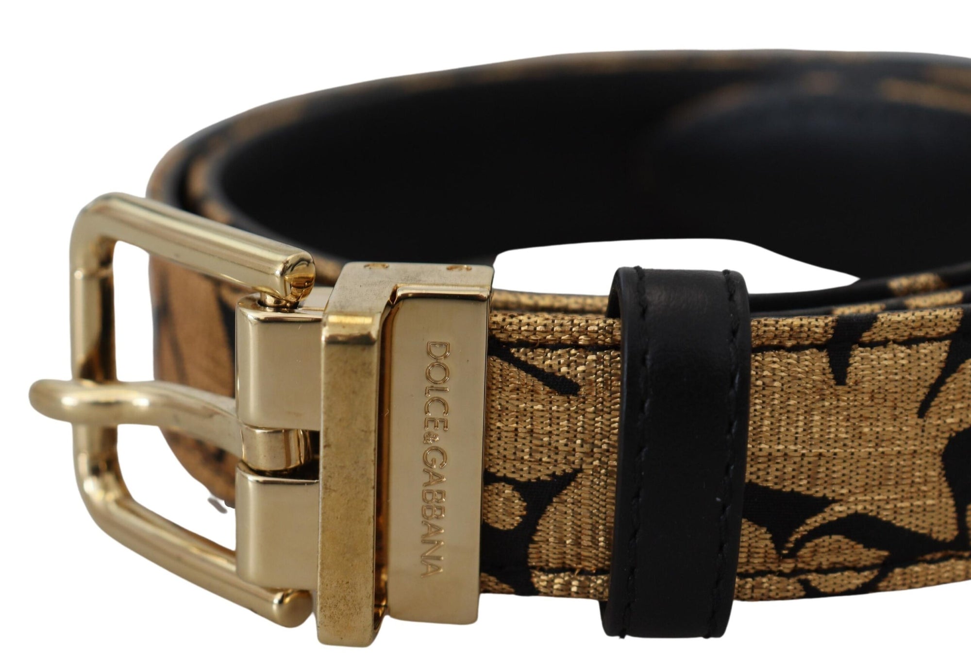 Dolce & Gabbana Multicolor Jacquard Leather Logo Buckle Belt - Maison Luxe