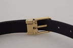 Dolce & Gabbana Black Exotic Leather Gold Metal Buckle Belt - Maison Luxe