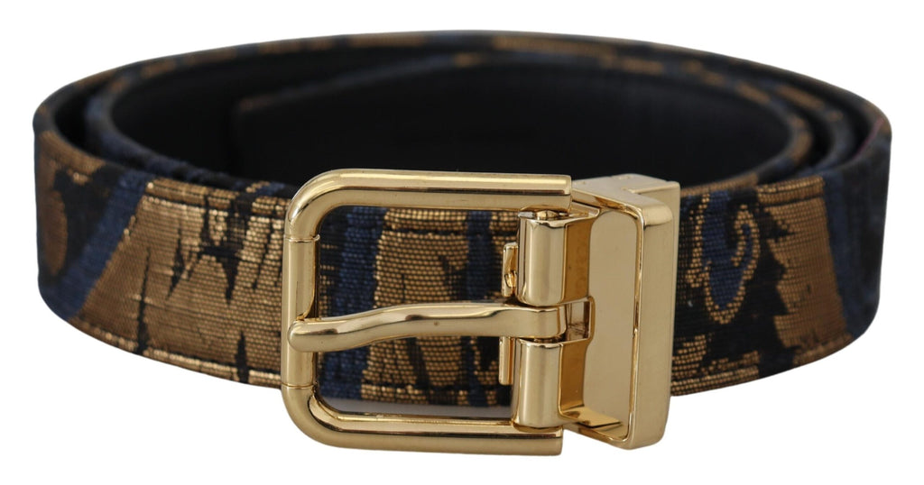 Dolce & Gabbana Multicolor Jacquard Leather Logo Buckle Belt - Maison Luxe