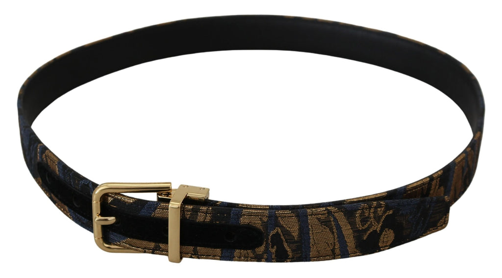 Dolce & Gabbana Multicolor Jacquard Leather Logo Buckle Belt - Maison Luxe