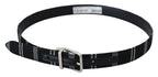 Dolce & Gabbana Black White Cotton Metal Silver Buckle Belt - Maison Luxe