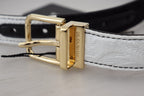 Dolce & Gabbana White Black Patchwork Gold Metal Buckle Belt - Maison Luxe