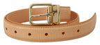Dolce & Gabbana Beige Exotic Leather Gold Metal Buckle Belt - Maison Luxe