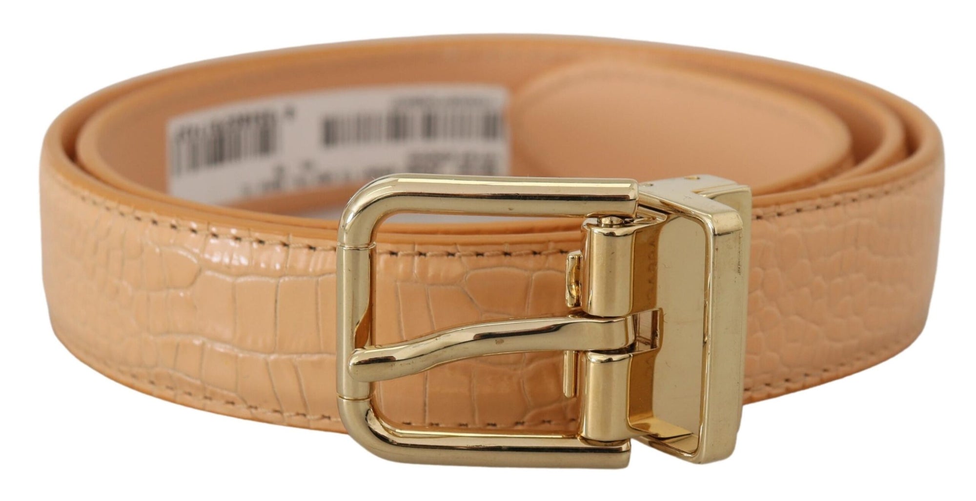 Dolce & Gabbana Beige Exotic Leather Gold Metal Buckle Belt - Maison Luxe
