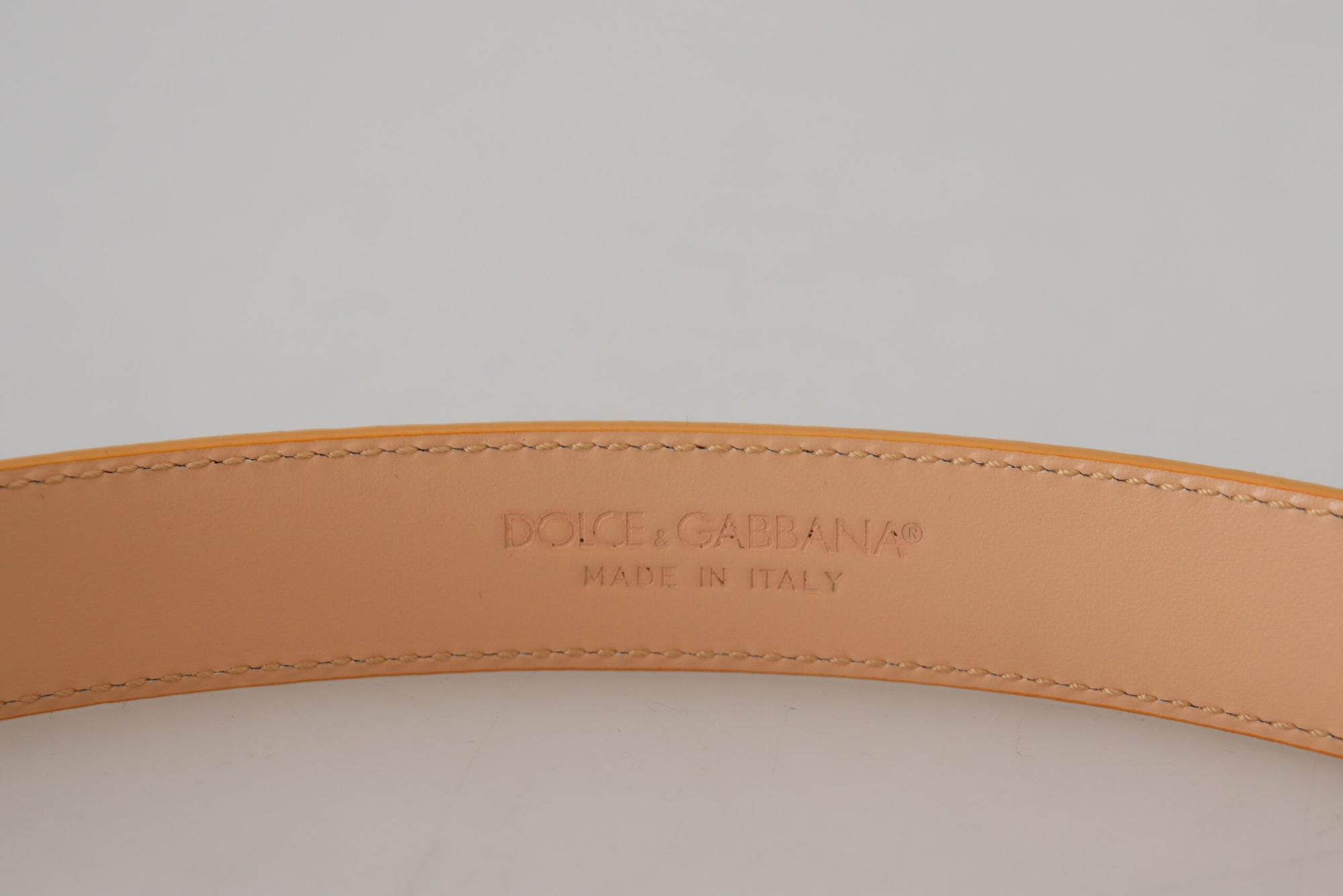 Dolce & Gabbana Beige Exotic Leather Gold Metal Buckle Belt - Maison Luxe