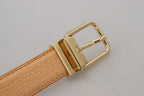 Dolce & Gabbana Beige Exotic Leather Gold Metal Buckle Belt - Maison Luxe