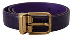 Dolce & Gabbana Purple Exotic Leather Gold Metal Buckle Belt - Maison Luxe