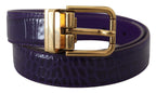 Dolce & Gabbana Purple Exotic Leather Gold Metal Buckle Belt - Maison Luxe