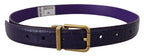 Dolce & Gabbana Purple Exotic Leather Gold Metal Buckle Belt - Maison Luxe