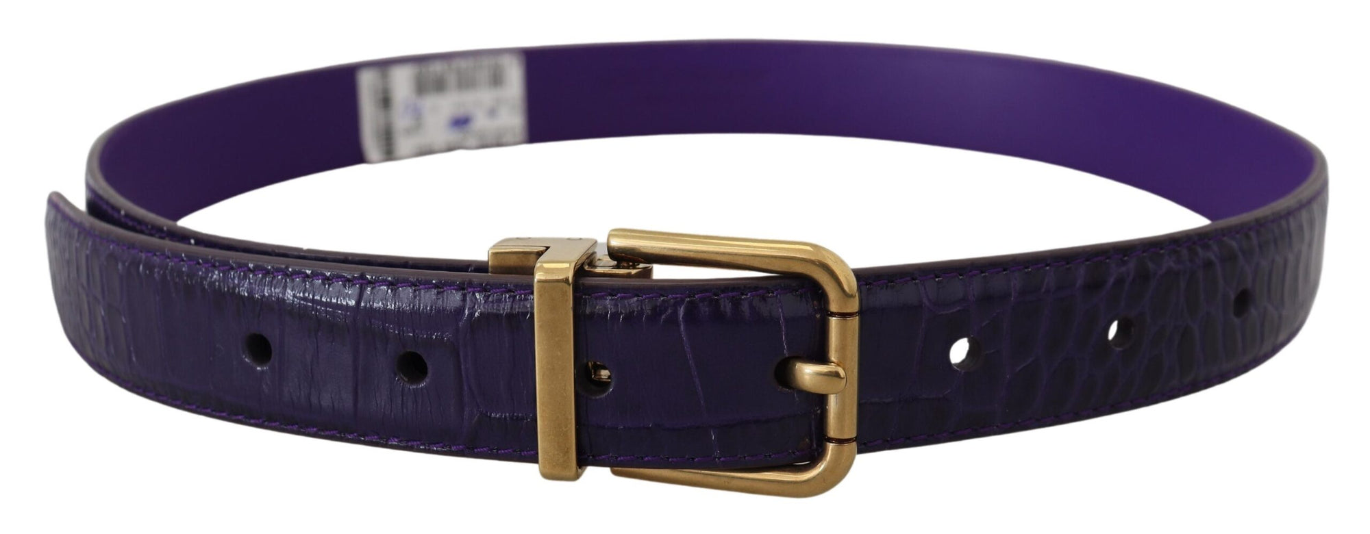 Dolce & Gabbana Purple Exotic Leather Gold Metal Buckle Belt - Maison Luxe