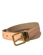 Dolce & Gabbana Beige Calfskin Leather Gold Metal Buckle Belt - Maison Luxe