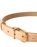 Dolce & Gabbana Beige Calfskin Leather Gold Metal Buckle Belt - Maison Luxe