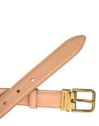 Dolce & Gabbana Beige Calfskin Leather Gold Metal Buckle Belt - Maison Luxe